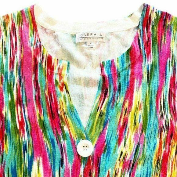 JOSEPH A short sleeve Button Front cardigan tropical pink green sz m - Picture 5 of 9